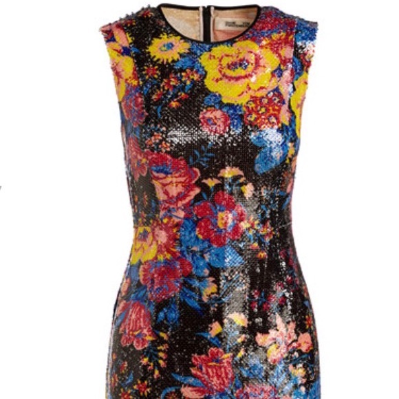 DVF Sequin Floral Mini Dress - Picture 3 of 7